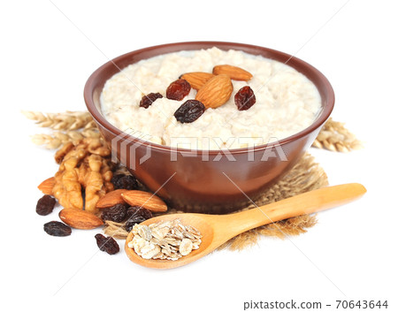 porridge oatmeal isolated on white backgrounds. porridge oatmeal isolated on white backgrounds. 70643644