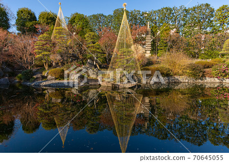 Mejiro Garden in Tokyo Izumi-style pond, 13-storied pagoda and Yukitsuri 70645055