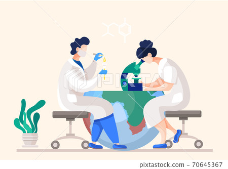 Scientists in lab. Chemical researchers with laboratory equipment. Science experiment in lab Scientists in lab. Chemical researchers with laboratory equipment. Science experiment in lab 70645367
