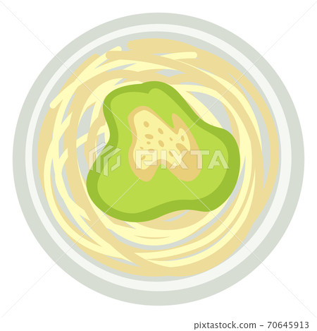 Pesto with spaghetti or noodles with avocado sauce Pesto with spaghetti or noodles with avocado sauce 70645913