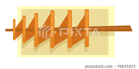 Spiral fried potato chips on stick served on plate Spiral fried potato chips on stick served on plate 70645925