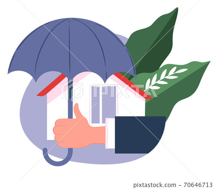 Real estate insurance, house under umbrella, company support Real estate insurance, house under umbrella, company support 70646713