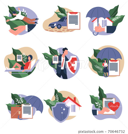 Insurance company covering expenses and damages, health and real estate Insurance company covering expenses and damages, health and real estate 70646732