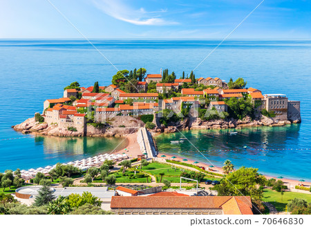Sveti Stefan island in the Budva riviera, Montenegro Sveti Stefan island in the Budva riviera, Montenegro 70646830