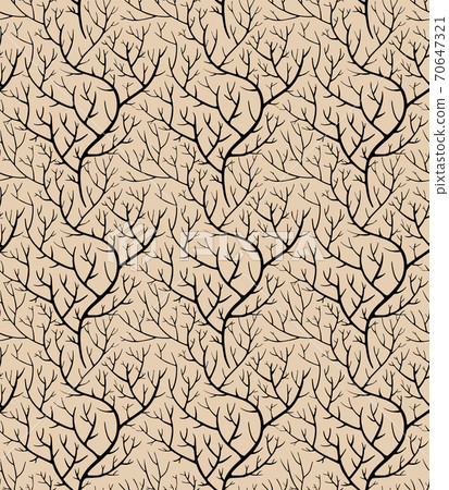 Bare branches, leafless twigs weaving seamless pattern vector 70647321