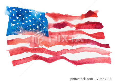 USA, american flag. United States of America. Hand drawn watercolor illustration. 70647800