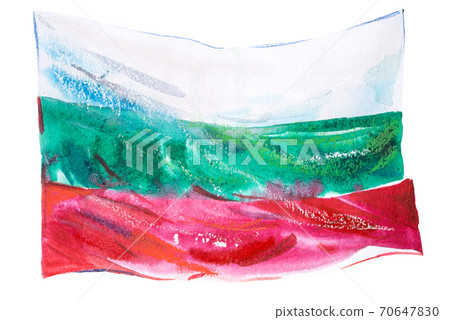 Bulgaria, bulgarian flag. Hand drawn watercolor... - Stock Illustration  [70647830] - PIXTA