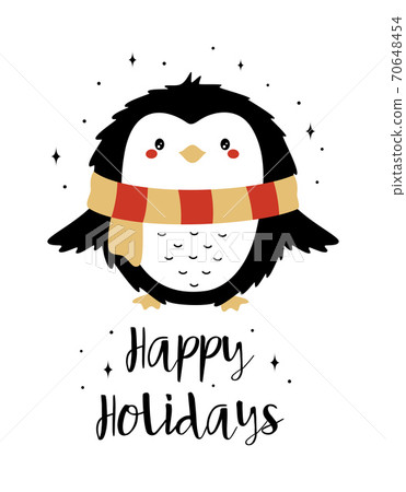 christmas card with owl isolated on white 70648454