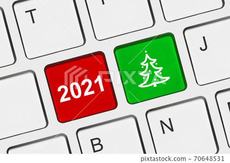 Computer keyboard with Christmas keys 70648531