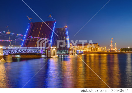 Neva river and open Palace (Dvortsovy) Bridge - Saint-Petersburg Russia Neva river and open Palace (Dvortsovy) Bridge - Saint-Petersburg Russia 70648695