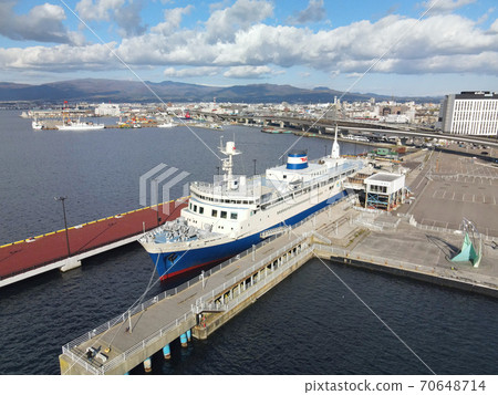 Aerial view of Mashumaru in the Hakodate Port Bay area, Hakodate City, Hokkaido in autumn 70648714