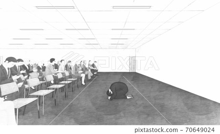 Press conference, male dogeza, no desk, with people Illustration 8 70649024