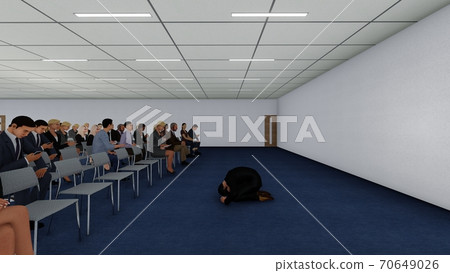 Press conference, male dogeza, no desk, with people Illustration 8 70649026