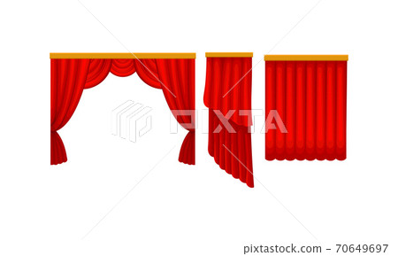 Red Silk Curtains as Movable Screen or Drape in Theater Vector Set Red Silk Curtains as Movable Screen or Drape in Theater Vector Set 70649697