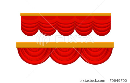 Red Silk Curtains as Movable Screen or Drape in Theater Vector Set Red Silk Curtains as Movable Screen or Drape in Theater Vector Set 70649700