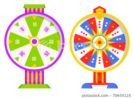 Set of wheel of fortune with winning numbers and sector bankrupt and bonus, flat style illustration Set of wheel of fortune with winning numbers and sector bankrupt and bonus, flat style illustration 70650128
