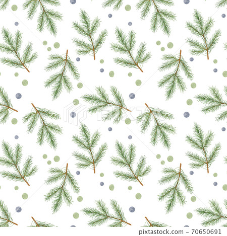 Christmas tree green branch repeat pattern watercolor illustration simple hand drawn festive mood pattern for greeting card, banner, winter holiday celebration design Christmas tree green branch repeat pattern watercolor illustration simple hand drawn festive mood pattern for greeting card, banner, winter holiday celebration design 70650691