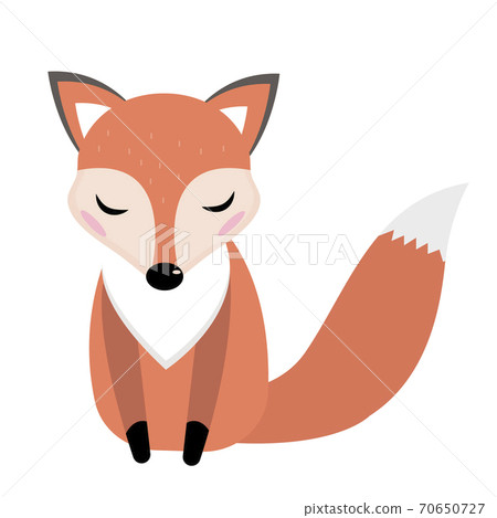 Cute fox icon flat, cartoon style. Vector illustration 70650727