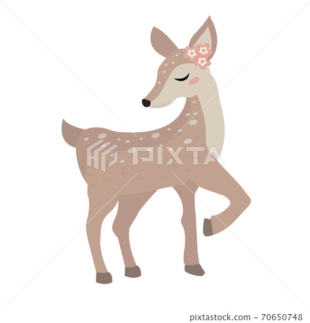 Cute deer icon flat, cartoon style. Vector illustration 70650748