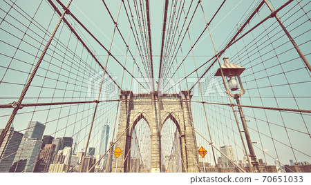 Retro toned picture of Brooklyn Bridge, New York City, USA. Retro toned picture of Brooklyn Bridge, New York City, USA. 70651033