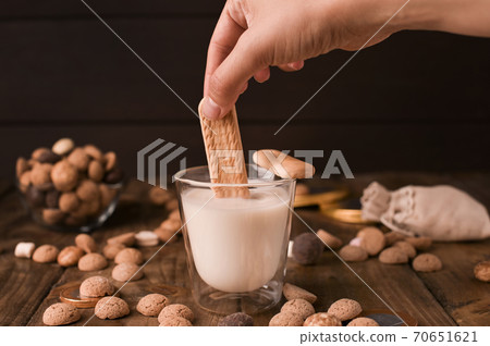 Dutch holiday Sinterklaas. pepernoten and milk. Stop mo. Dutch holiday Sinterklaas. pepernoten and milk. Stop mo. 70651621