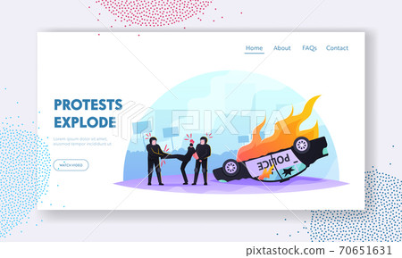 Violence Riots and Aggression Landing Page Template. Policemen Characters Arrest Aggressive Male Looter, Vandalism Violence Riots and Aggression Landing Page Template. Policemen Characters Arrest Aggressive Male Looter, Vandalism 70651631