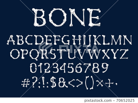 Font of bones, alphabet type of human skeleton 70652025