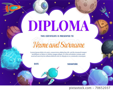 Education school diploma with fantasy planets 70652037