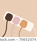 Power strip with connected wires, appliances. Teamwork concept. Vector illustration in flat style in pastel colours. 70652074