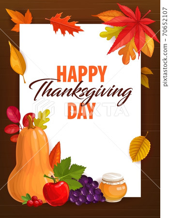 Happy Thanksgiving day vector greeting card, frame - Stock Illustration ...