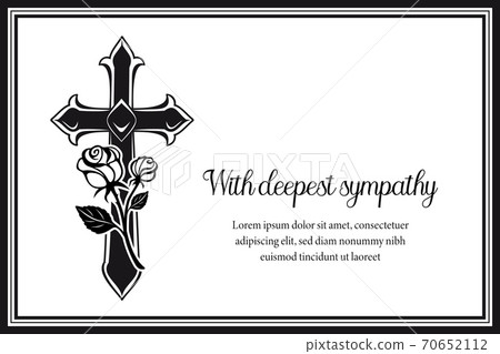 Funeral card with gothic medieval cross and roses Funeral card with gothic medieval cross and roses 70652112
