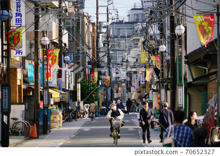 Aomono Yokocho shopping street in Shinagawa, Tokyo. There is also a Keihin Kyuko station with the same name. 70652327