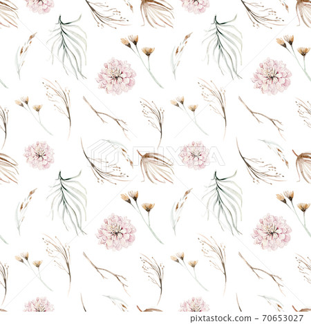 Watercolor Dahlia Floral Cream Seamless Repeat Pattern Boho Neutral for ...