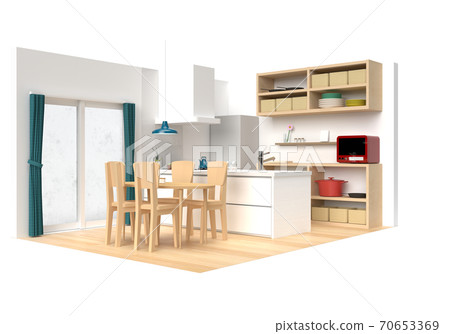 Plain dining kitchen 3DCG Plain dining kitchen 3DCG 70653369