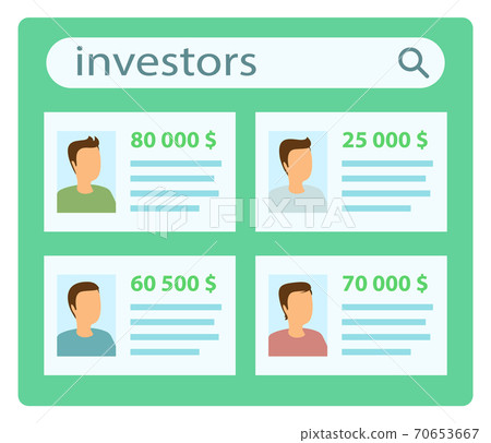 Investor list presentation poster vector illustration. Candidates willing to invest in a business 70653667