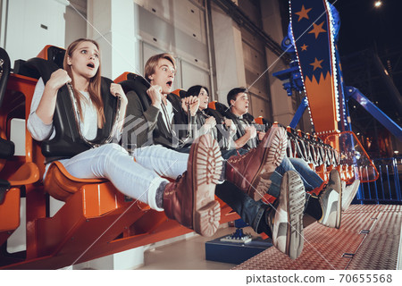 Frightened people while riding the attraction.  70655568