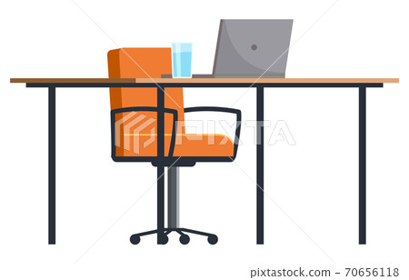 Workplace in office. Cabinet with workspace with table, comfortable armchair and computer Workplace in office. Cabinet with workspace with table, comfortable armchair and computer 70656118