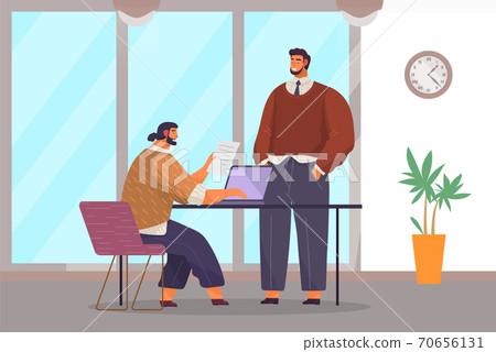 Office workers. Co-workers. Colleagues discuss project teamwork. Office staff work and communication Office workers. Co-workers. Colleagues discuss project teamwork. Office staff work and communication 70656131