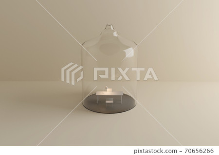 Home office under glass dome. Isolation during covid-19 pandemic quarantine  70656266