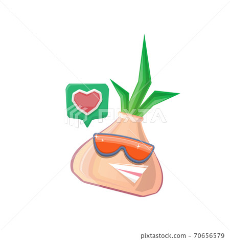 vector funny cartoon onion character with sunglasses isolated on white background. funky smiling autumn vegetable character 70656579