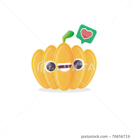 vector funny cartoon pumpkin character isolated on white background. funky smiling cute autumn vegetable character. Halloween cartoon smiling pumpkin 70656719