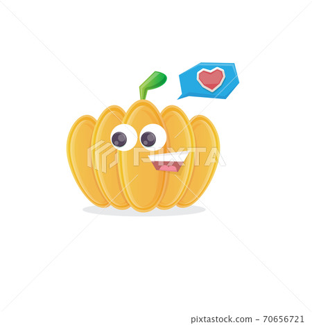 vector funny cartoon pumpkin character isolated on white background. funky smiling cute autumn vegetable character. Halloween cartoon smiling pumpkin 70656721
