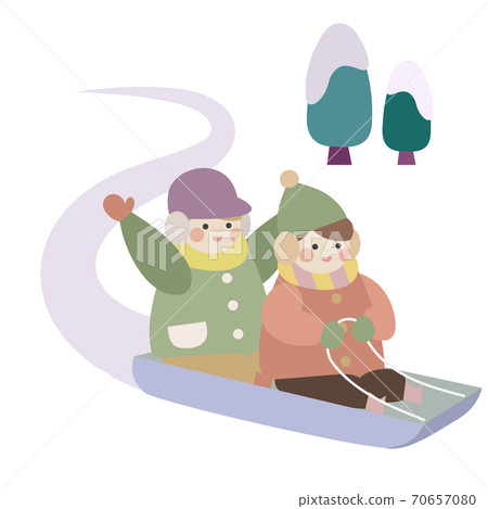 孩子們在雪橇上玩 孩子們在雪橇上玩 70657080
