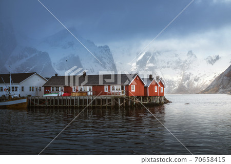 Hamnoy fishing village, spring time, Lofoten Islands, Norway Hamnoy fishing village, spring time, Lofoten Islands, Norway 70658415