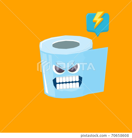 vector funny cartoon toilet paper roll character isolated on orange background. funky smiling kawaii tolet paper roll character vector funny cartoon toilet paper roll character isolated on orange background. funky smiling kawaii tolet paper roll character 70658608
