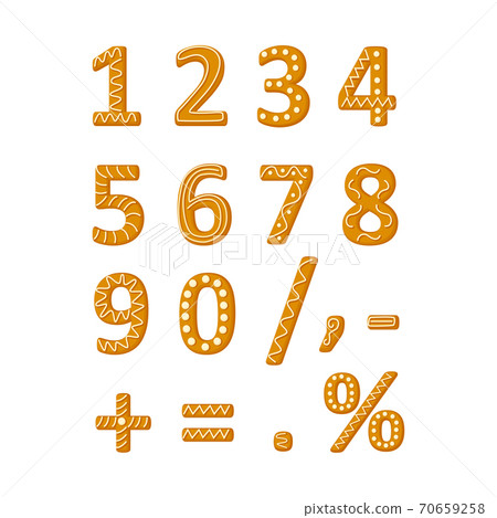 Gingerbread cookies numbers vector illustration Gingerbread cookies numbers vector illustration 70659258