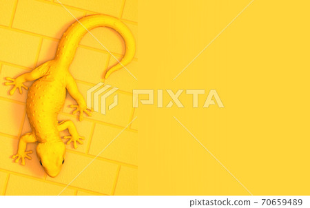 3D rendering illustration white gecko isolated on yellow brick pattern background 3D rendering illustration white gecko isolated on yellow brick pattern background 70659489