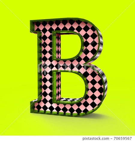 3D alphabet B text render isolated on green BG 3D alphabet B text render isolated on green BG 70659567