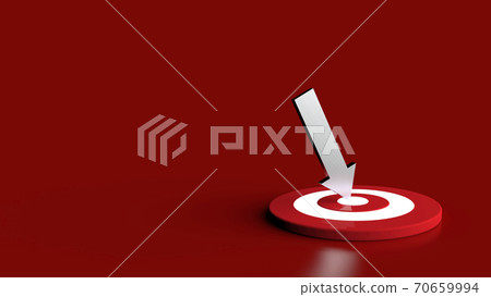 Silver arrow hit in the target in dark background. Business concept. 3D Illustration. 70659994