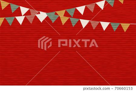 A Christmas-style red frame simply decorated with garland 70660153